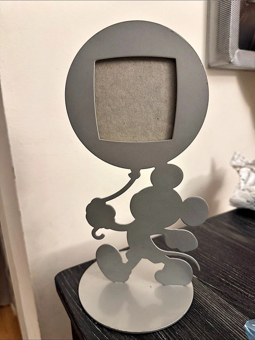 Disney Mickey Mouse Balloon Metal Photo Frame Gray & White